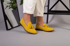 Женские замшевые туфли с кисточкой, желтый замш 41, 41, 27