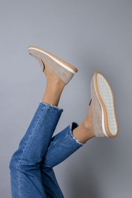 Туфлі жіночі замшеві бежевого кольору на низькому ходу, 38, 24.5-25