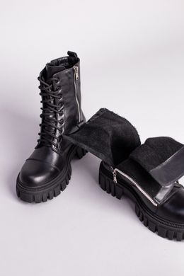 Ботинки женские кожаные черные с замками демисезонные, 40, 25.5