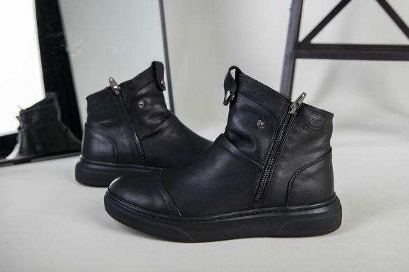 Мужские зимние черные кожаные ботинки, 45, 30