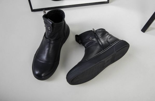 Мужские зимние черные кожаные ботинки, 45, 30