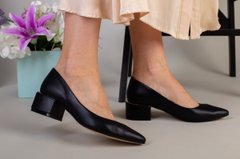 Туфли женские кожаные черные с каблуком 4.5 см, 41, 26.5-27