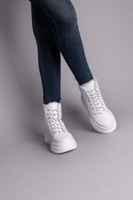 Ботинки женские кожаные белые на белой подошве, зимние, 41, 26.5