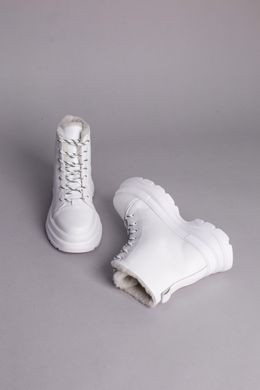 Ботинки женские кожаные белые на белой подошве, зимние, 41, 26.5