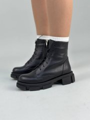 Ботинки женские кожаные черные на шнурках и с замком, 40, 25.5-26
