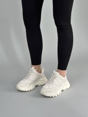 Кроссовки женские кожаные бежевого цвета с вставками сетки, 41, 25.5