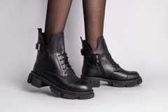 Ботинки женские кожаные черные зимние, 35, 23