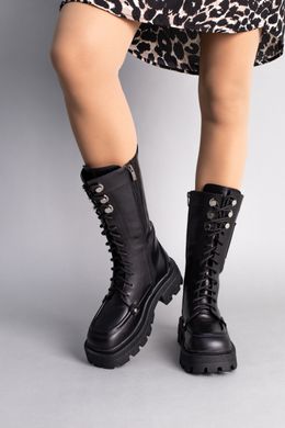 Ботинки женские кожаные черные демисезонные, 37, 24
