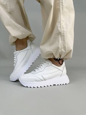 Кросівки жіночі шкіряні білого кольору, 36, 23.5