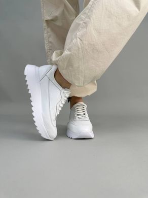 Кросівки жіночі шкіряні білого кольору, 36, 23.5