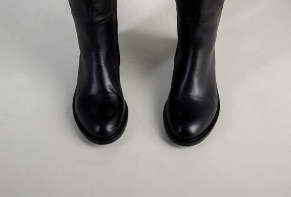Сапоги женские кожаные черные на низком ходу демисезонные, 36, 23.5