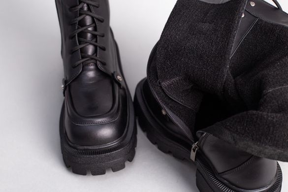 Ботинки женские кожаные черные демисезонные, 37, 24