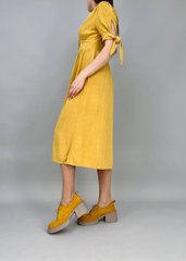 Туфлі жіночі замшеві гірчичного кольору на підборах зі шнурівкою, 41, 26.5