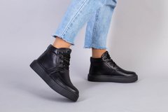 Ботинки женские кожаные черные на шнурках демисезонные, 37, 24