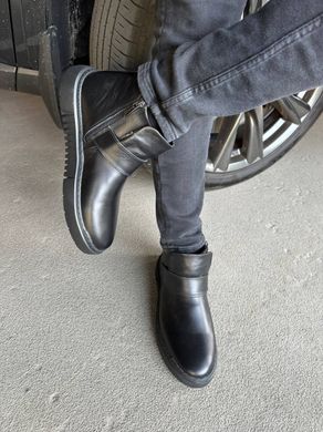 Ботинки мужские из кожи черного цвета зимние, 45, 29-29.5