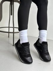 Кросівки жіночі шкіряні чорні зі вставками замші, 41, 26.5