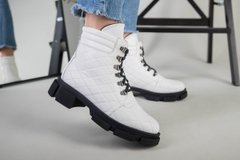 Ботинки женские кожаные белые на шнурках демисезонные, 41, 27