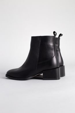 Ботинки женские кожаные черные на каблуке демисезонные, 36, 23.5