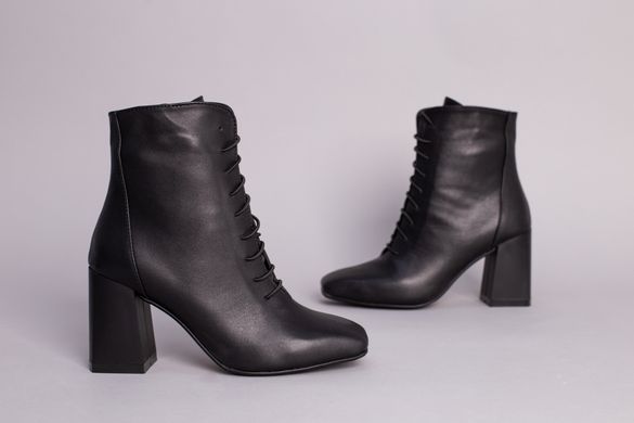 Ботильоны женские кожаные черные на устойчивом каблуке, 35, 23