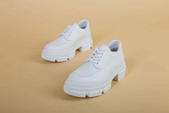 Туфлі жіночі шкіряні білі на масивній підошві, 40, 26