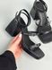 Босоножки женские кожаные черного цвета на каблуках, 40, 26