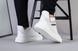 Мужские белые высокие кожаные кроссовки с перфорацией на шнурках и с резинкой, 40, 26.5