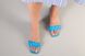 Шлепанцы-босоножки женские кожаные голубого цвета с квадратным каблуком, 35, 23