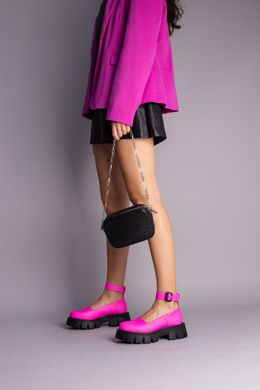 Туфли женские кожаные розовые на массивной подошве, 35, 23.5