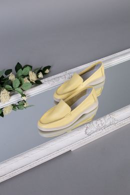Туфли женские кожаные желтого цвета на низком ходу, 41, 26.5-27