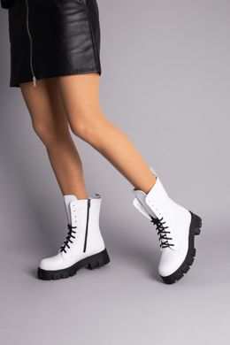 Ботинки женские кожаные белые на шнурках и с замком, зимние, 36, 23