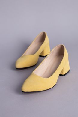 Туфли лодочки женские замшевые желтого цвета, 37, 24