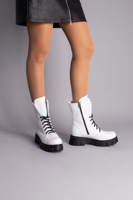 Ботинки женские кожаные белые на шнурках и с замком, зимние, 36, 23