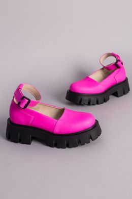 Туфлі жіночі шкіряні рожеві на масивній підошві, 35, 23.5
