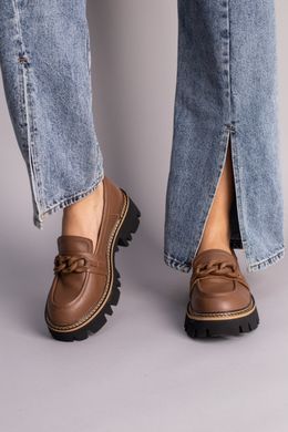 Туфли женские кожаные коричневого цвета, 40, 26.5