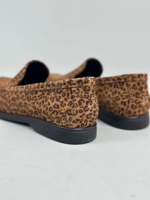 Лоферы женские кожаные замшевые с леопардовым принтом, 36, 23.5