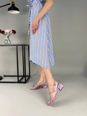 Босоножки женские кожаные лилового цвета на каблуке, 36, 23.5