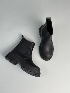Ботинки женские кожаные черные с резинкой демисезонные, 36, 23.2