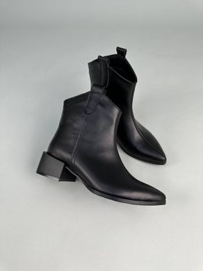 Ботинки казаки женские кожаные черного цвета на каблуке зимние, 41, 26
