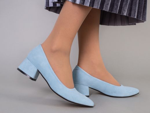 Туфлі човники жіночі замшеві блакитного кольору, 36, 23.5