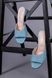Шльопанці жіночі шкіряні блакитного кольору на підборах 4 см, 37, 24