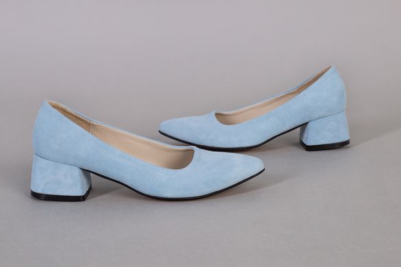 Туфлі човники жіночі замшеві блакитного кольору, 36, 23.5