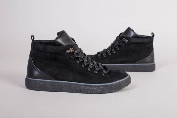 Мужские черные зимние ботинки из нубука на шнурках, 43, 28.5-29