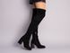 Сапоги-чулки женские замшевые черные на каблуке зимние, 36, 24