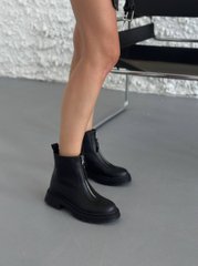 Ботинки женские кожаные черные зимние, 39, 25
