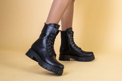 Ботинки женские кожаные черные на шнурках зима, 40, 26