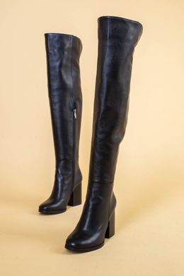Ботфорты женские кожаные черные на каблуке, зимние, 40, 26