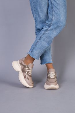 Кросівки жіночі шкіряні бежевого кольору, 39, 25.5