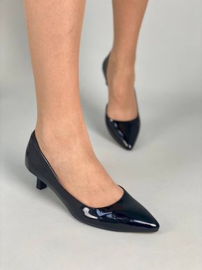 Туфли женские кожа лак черные на небольшом каблуке, 36, 23.5