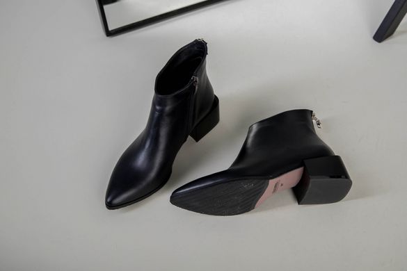 Ботильоны женские кожаные черные на небольшом каблуке демисезонные, 41, 27