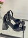 Босоножки женские кожаные черного цвета с цепочкой на каблуке, 36, 23.5